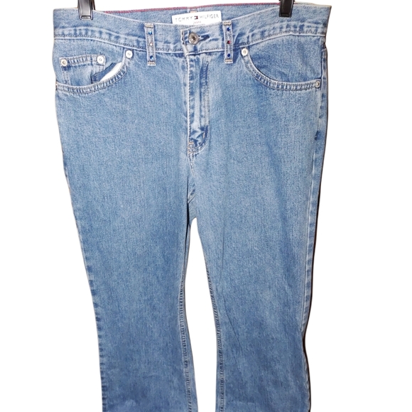 (6) Tommy Hilfiger Eagle Back Pocket Low Rider Flare Jeans - Picture 3 of 12